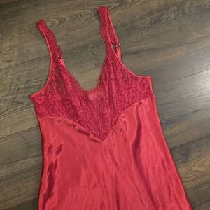 Vintage Victoria's Secret Gold Label Red Nightgown Slip Dress S Lingerie